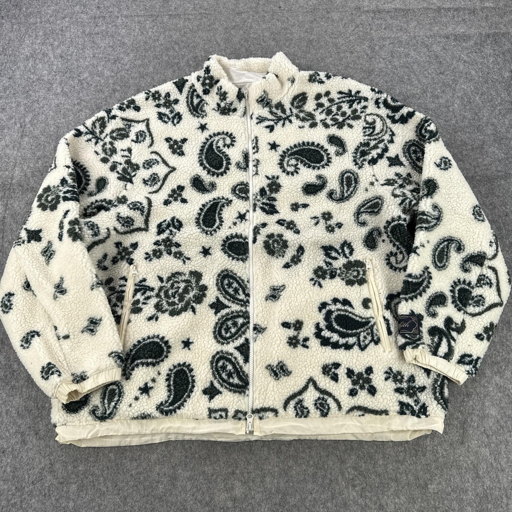 Kith Pinehurst Sherpa Fleece Jacket Mens 2XL White Paisley Kith & Kin Bomber